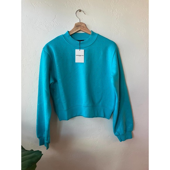 Generation Love Sweaters - Generation Love Julie Crystal Pullover Sweatshirt in Scuba Blue Size Small